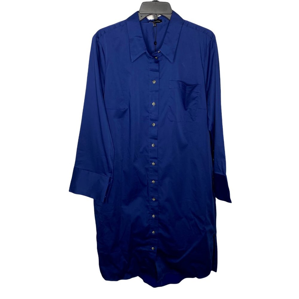 Universal Standard Peyton Poplin Shirt dress 14 Royal Blue Button Down w/pockets